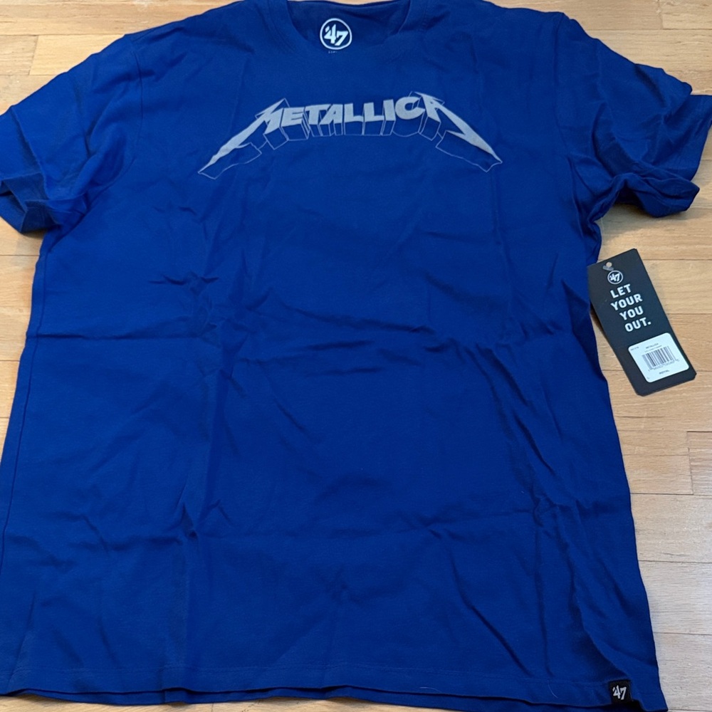 47 Metallica Short Sleeve Tee in Royal Blue with Silver Logo